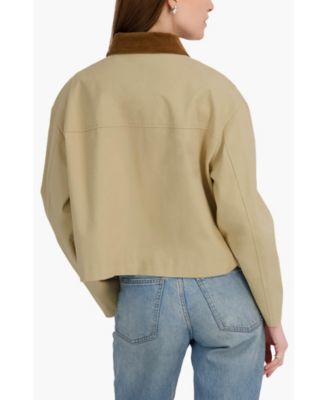 Women's Cotton Barn Jacket with Textured Collar