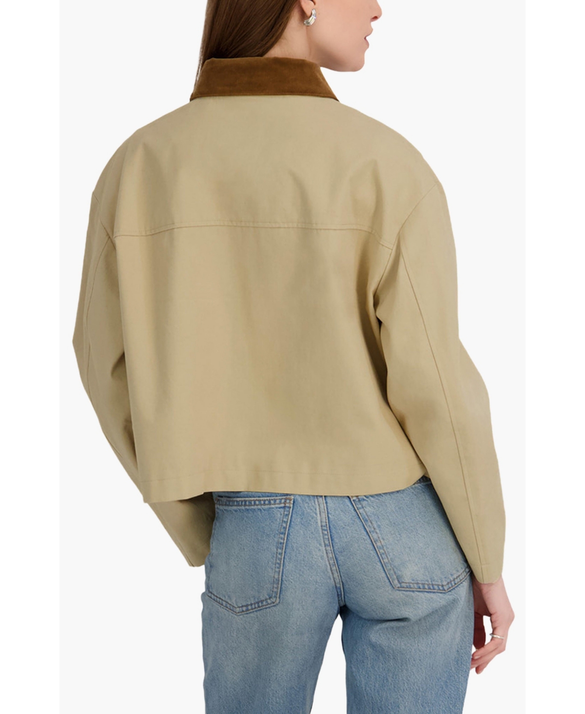 Tahari Women's Cotton Barn Jacket with Textured Collar