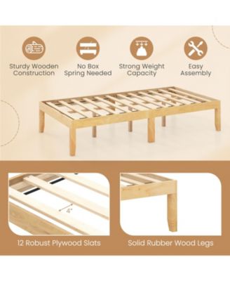 14 in Twin Wood Platform Bed Frame with Wooden Slats