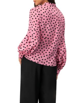 Women's Long Sleeve Polka Dot Blouse