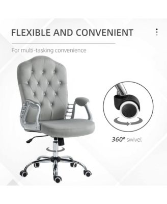 Home Office Chair Velvet Computer Chair Button Tufted with Swivel Wheels