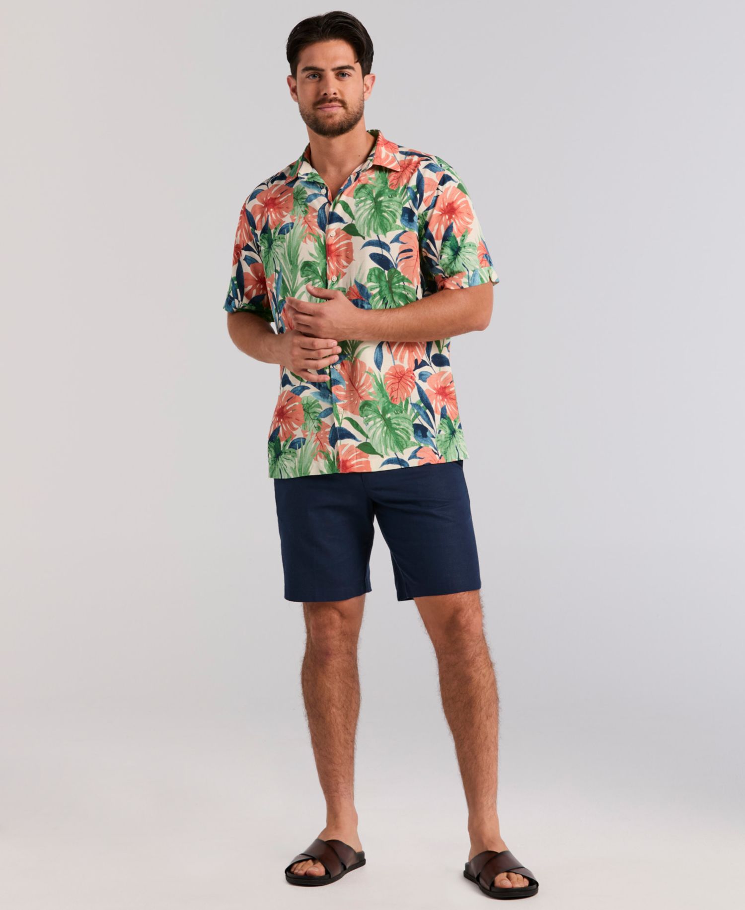 Men's Botanical Print Viscose Shirt