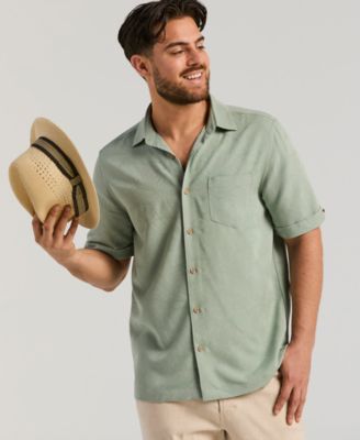 Men's Palm Print Short-Sleeve Button-Down Shirt