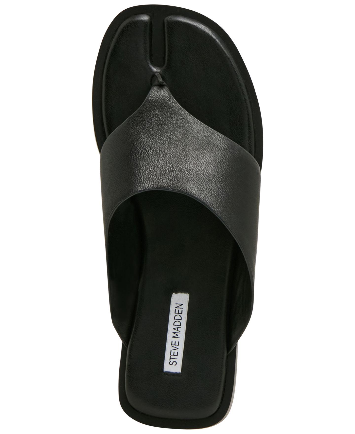 Женские сандалии Steve Madden Illia Split Toe Slip-On Flat, цвет: Чёрный кожаный — фото 4