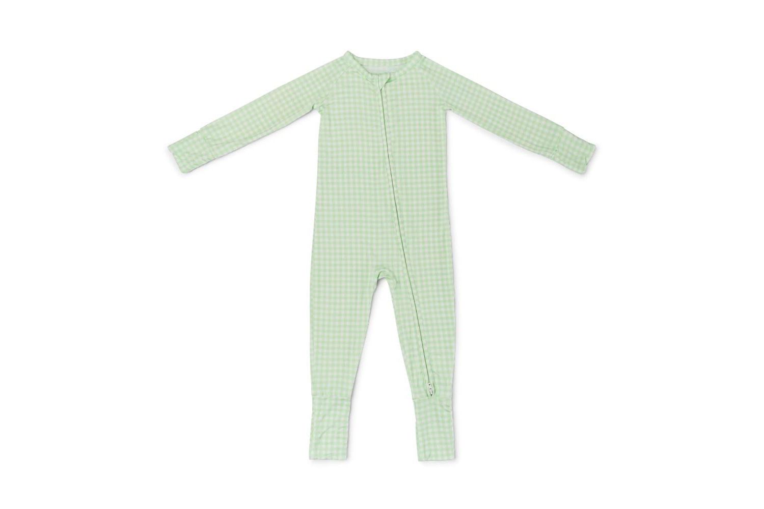 Baby Boy's Pistachio Gingham Bamboo Sleeper