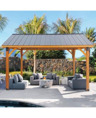 14' x 12' Hard-Top Gazebo, Wooden Gazebo on Clearance, Outdoor Pergola