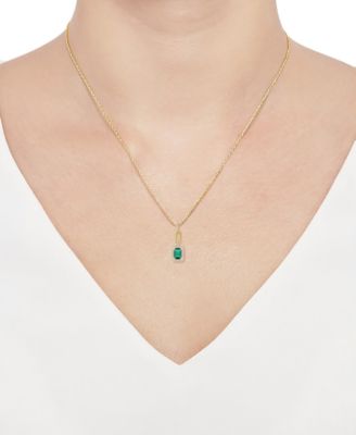 Lab Grown Emerald (3/4 ct. t.w.) & Lab Grown White Sapphire (1/5 ct. t.w.) Necklace in 14k Gold Over Sterling Silver (Also Available in Multi-Stones)