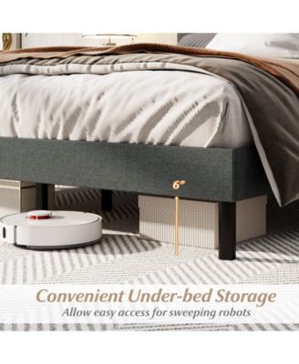 Upholstered Platform Bed Frame with Linen Fabric