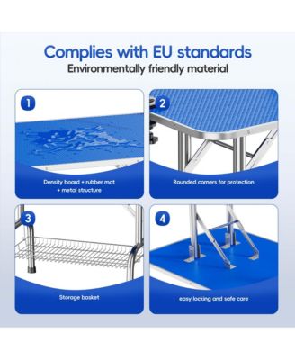  46" Blue Large Heavy Duty Pet Grooming Table for Dogs and Cats with Adjustable Arm
