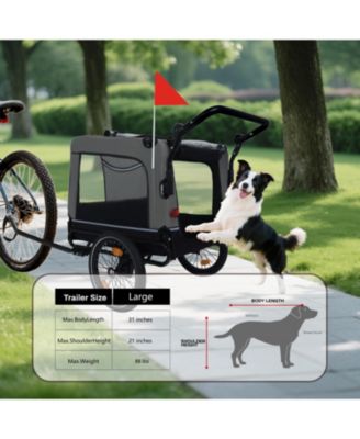 Extra Large 2-in-1 Bike Trailer and Push Cart for Pets with Detachable Hitch