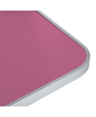 36" Pink Folding Pet Grooming Table with Stainless Steel Frame and Adjustable Arm