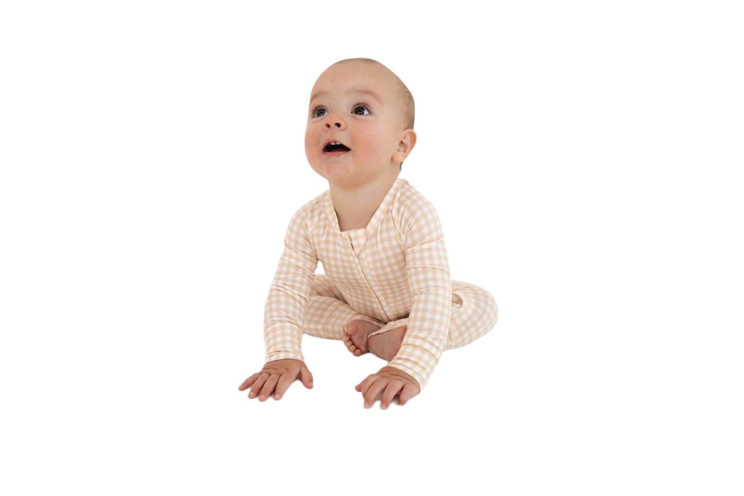 Baby Boys Sandstone Gingham Bamboo Sleeper