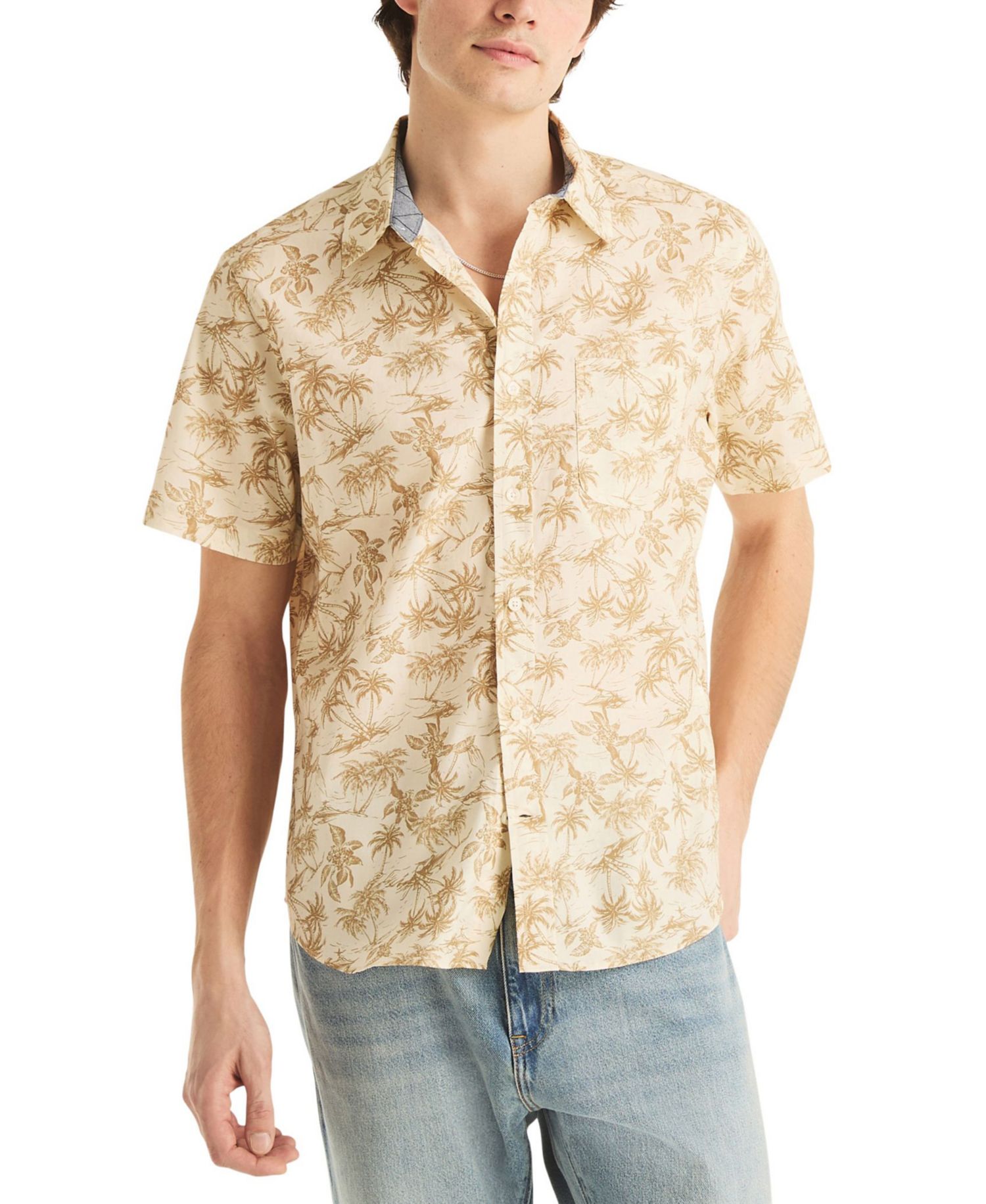 Men's Short-Sleeve Palm Tree Printed Shirt