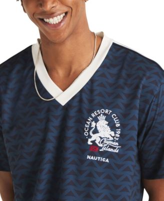 Men's Shadow Printed Birdseye V-Neck T-Shirt