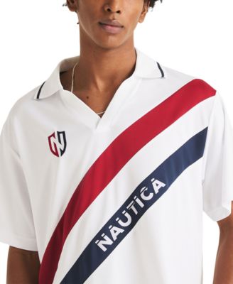 Men's Diagonal Blocking Johnny Collar Polo Shirt