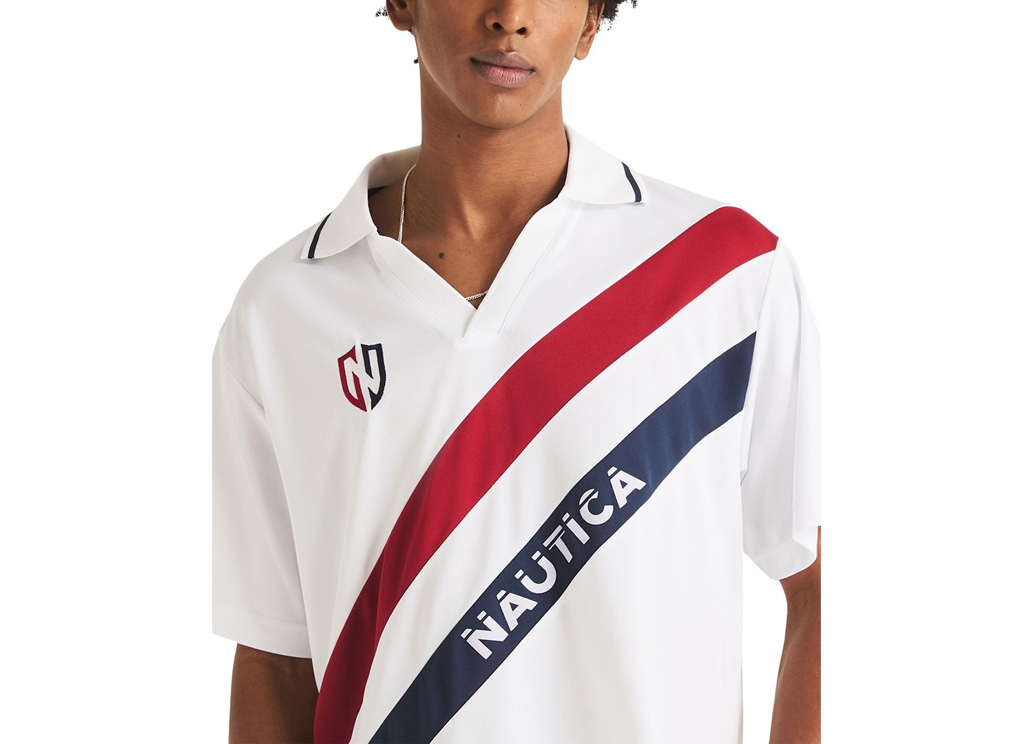 Men's Diagonal Blocking Johnny Collar Polo Shirt