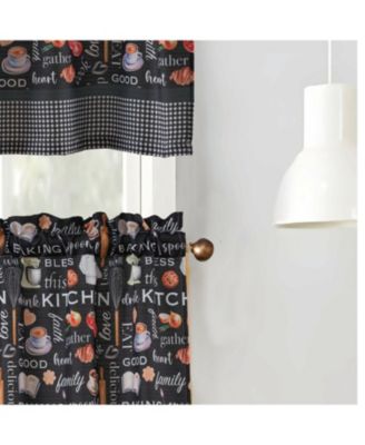 Polyester Cucina Bless 3 Piece Kitchen Curtains Valance and Tiers Set 52" x 18" Muticolor