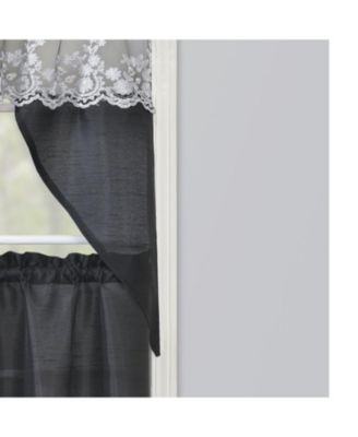 Polyester Bethany Embroidered 3 Piece Kitchen Curtains Tier and Swag Set 60" x 36"