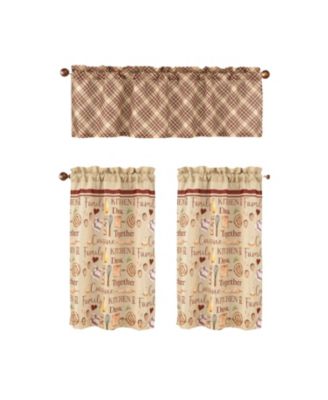 Polyester Cucina Family Slub 3 Piece Kitchen Curtains Valance and Tiers Set 52" x 18" Muticolor