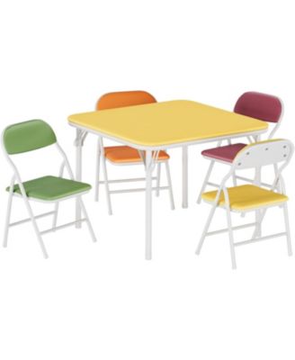 Folding Square Table and 4 Chairs Set, Lightweight Indoor Outdoor Dining Set, Collapsible Compact Table, Portable Chairs