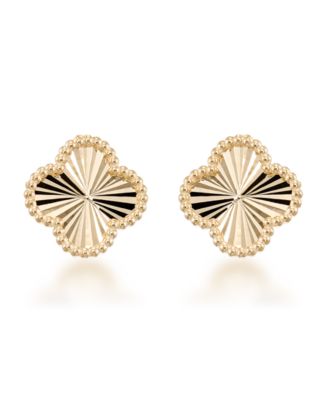 Textured Clover Stud Earrings in 10k Yellow Gold