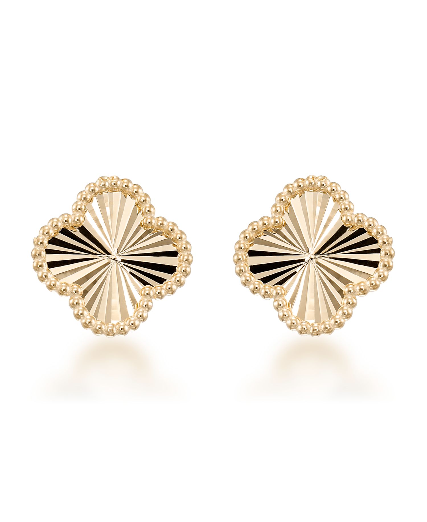 Textured Clover Stud Earrings in 10k Yellow Gold