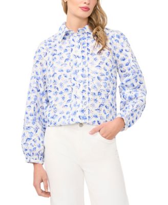 Women's Floral Collared Button-Down Top