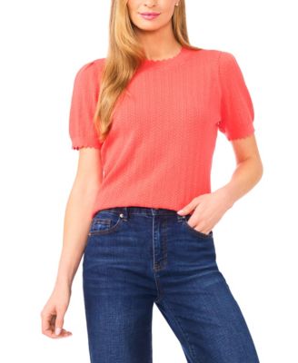 Women's Crew Neck Pointelle Sweater