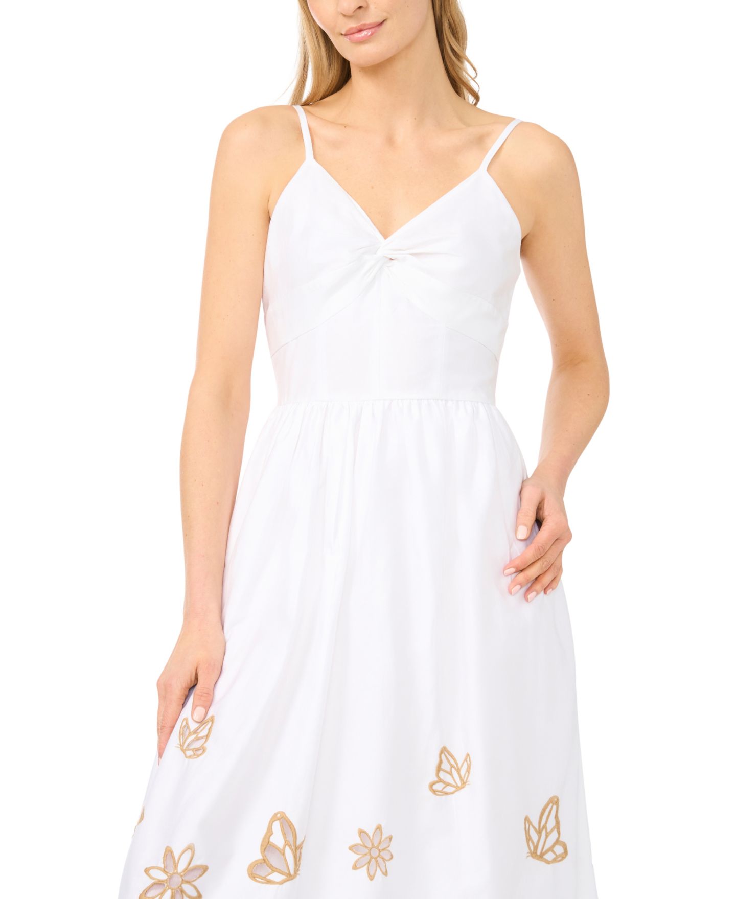 Женское платье CeCe Twist V-Neck Cotton Midi, цвет: Белый — фото 3