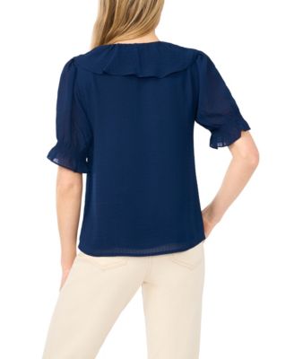 blue blouse dress PALATSI Blouse with Floral Pattern - Blue main image 1