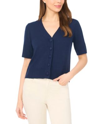 Women's V-Neck Short-Sleeve Cardigan