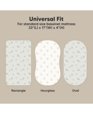 Bassinet Sheet for Baby Girls, Boys, 2-Pack Soothe Bassinet Fitted Sheets, Bedside Bassinet Mattress Sheet