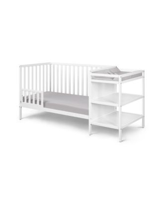 3 in 1 convertible crib and changer combo solid wood 3 position mattress support attached changing table storage for baby nursery