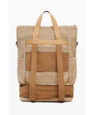 Women's Large modular raffia backpack
