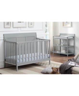 4in1 Convertible Crib Modern Sleigh Style Solid Headboard Split Panel Design Three Adjustable Mattress Heights for Baby Nursery