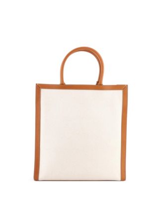 Large Vertical Cabas Tote Canvas with Leather