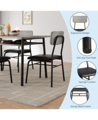 3-Piece Dining Table Set for 2, Small Table with 2 Upholstered Chairs, Square Table with Storage, Metal Legs for Apartment