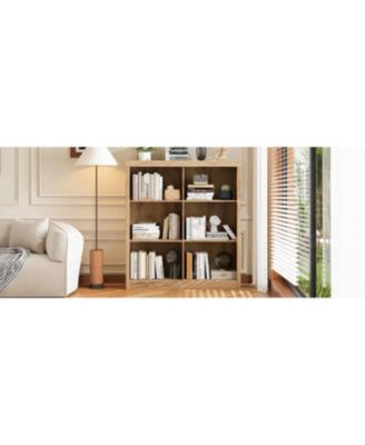 3-Tier 6-Cube Bookcase, Wooden Cubby Bookshelf with Anti-Tip, Open Storage for Living Room, Bedroom, Home, Oak
