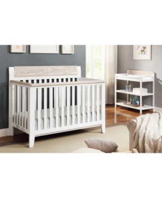 two tone 4 in 1 convertible crib with three level mattress adjustment safe non toxic finish for baby nursery