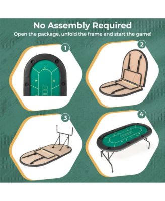 Foldable Poker Table with 8 Cup Holders