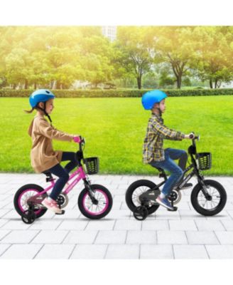 16 Inch Kids Bike with Basket and Training Wheels for Children Aged 4-7 Years Old