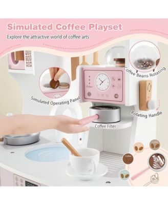 Wooden Kids Kitchen Playset with Coffee Maker for kids