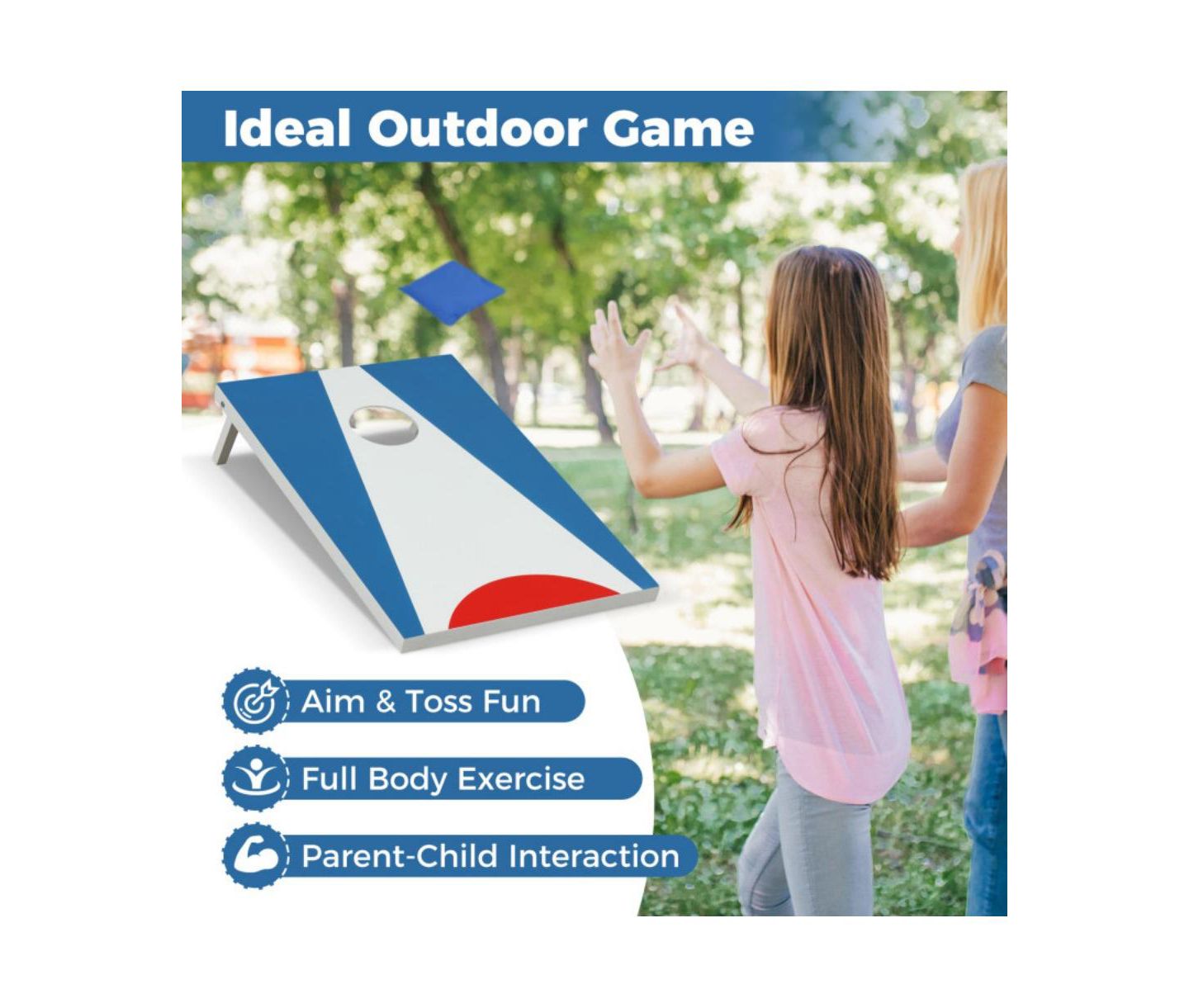 Детские игрушки HONGGE 36"L x 24"W Foldable Cornhole Board Set, Ages 3+, цвет: Синий — фото 7