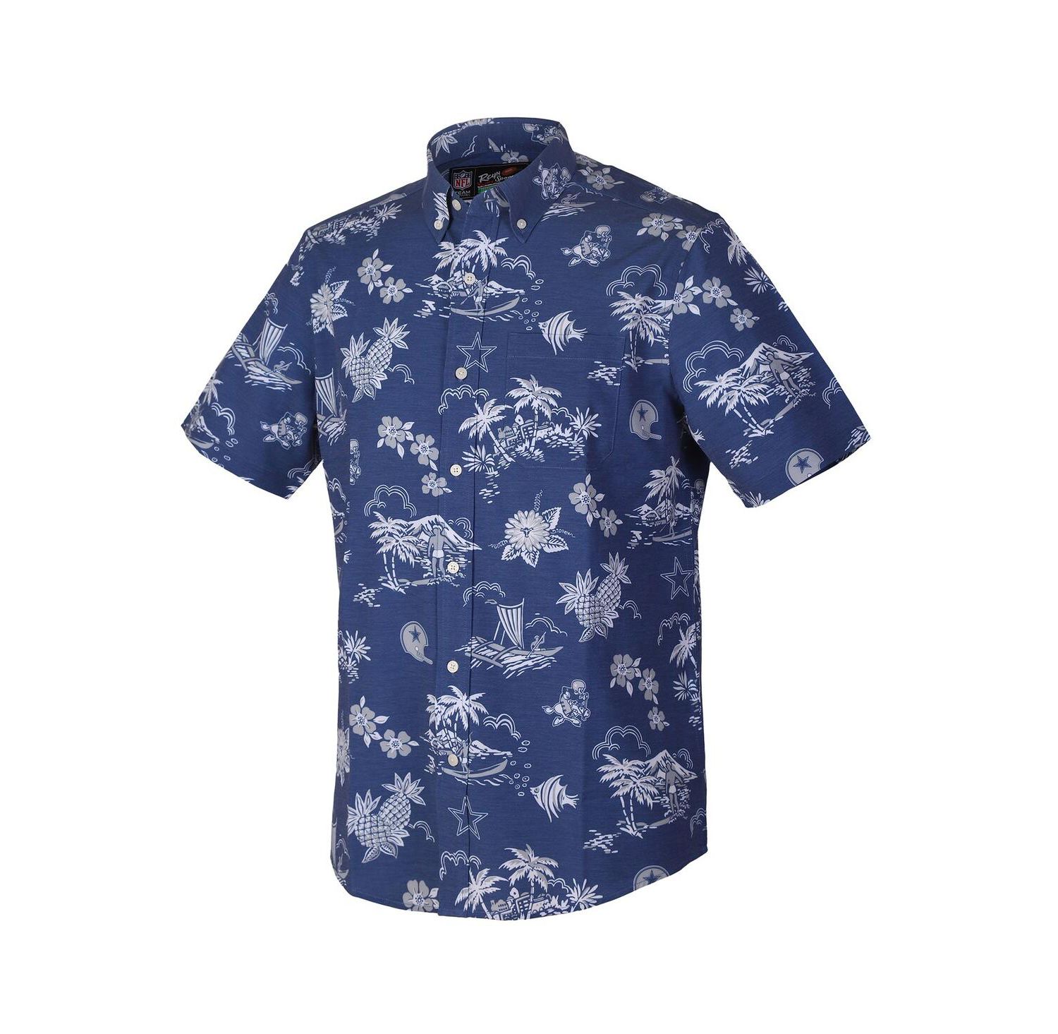 Men's Navy Dallas Cowboys Throwback Kekai Performance Button-Down Shirt