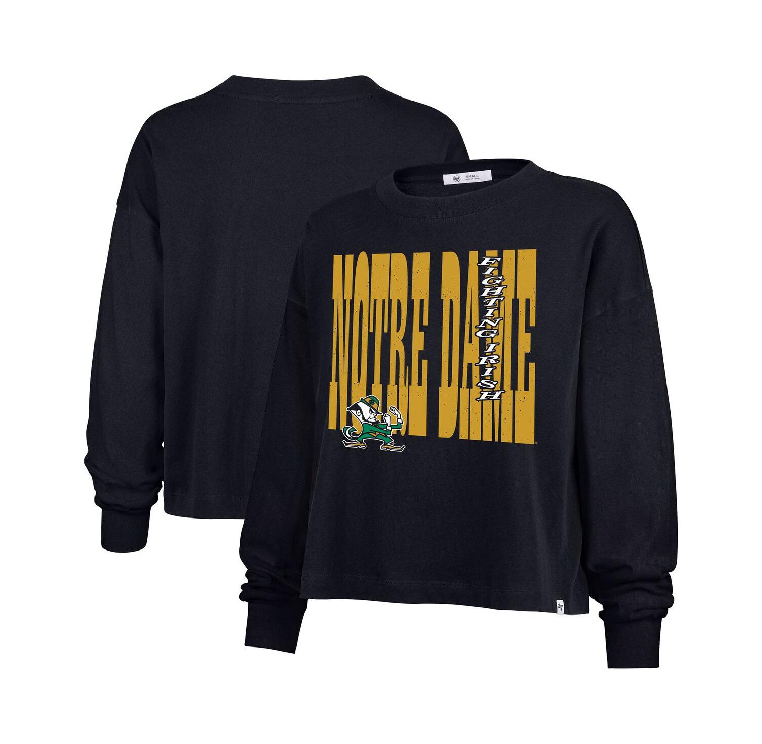 Women's Navy Notre Dame Fighting Irish Stacked Sydney Long Sleeve T-Shirt