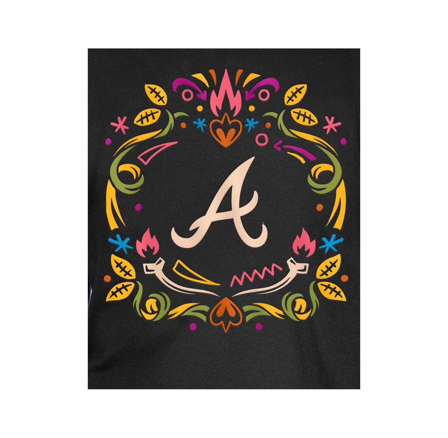 Big Boys and Girls Black Atlanta Braves Día de los Muertos T-Shirt