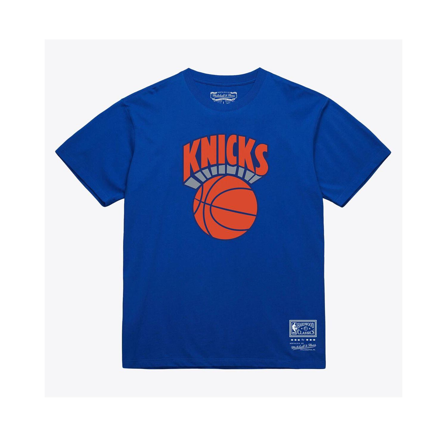 Men's and Women's Royal New York Knicks Hardwood Classics Arch T-Shirt