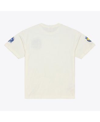 Men's Cream Golden State Warriors Hardwood Classics Chainstitch Premium T-Shirt