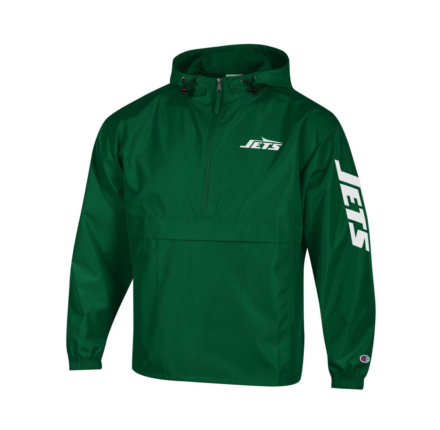 Men's Green New York Jets Packable Windbreaker Half-Zip Jacket