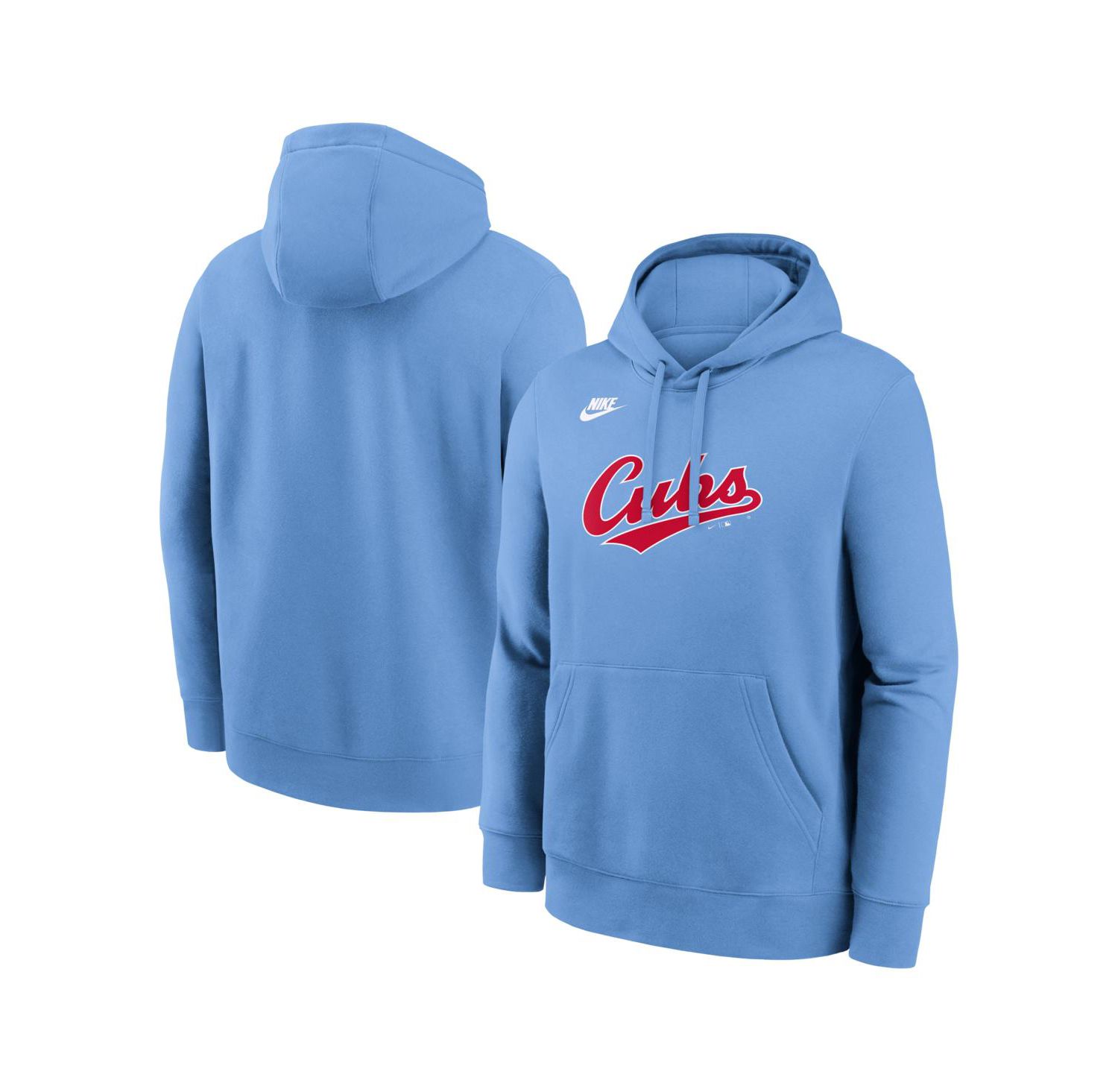 Men's Light Blue Chicago Cubs Cooperstown Collection Wordmark Club Hoodie